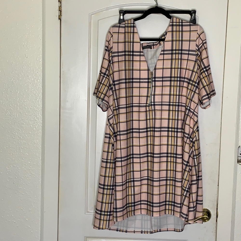 Quarter  zip Plaid dress